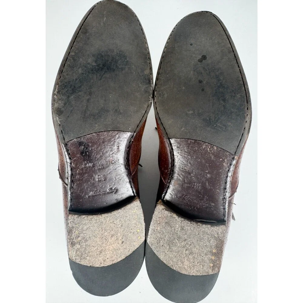 Louis Vuitton Brown Perforated Leather Men's Oxford Dress Shoes US 8.5